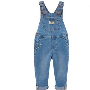NWT 5T OshKosh Floral Denim Overalls